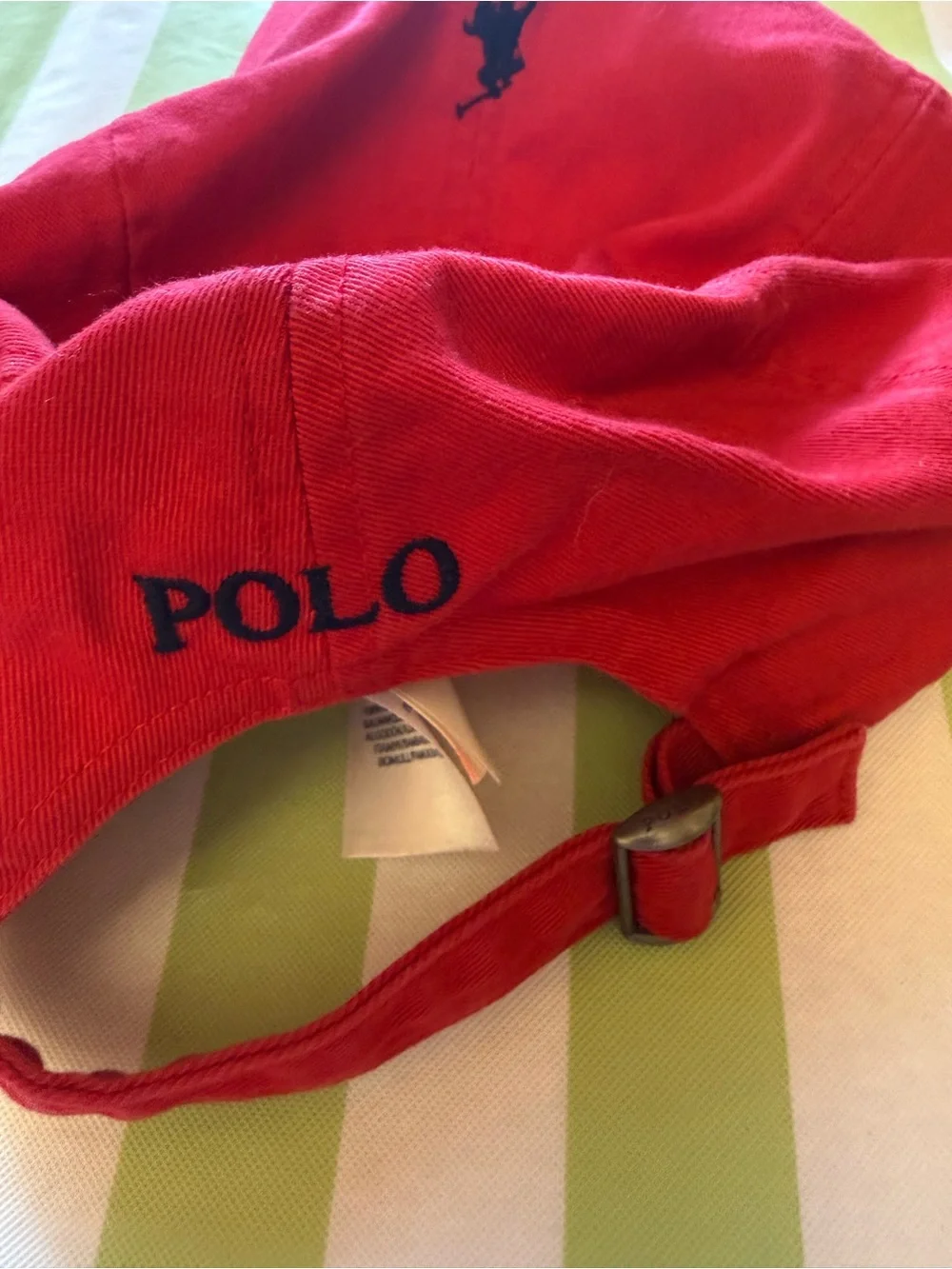 Polo Ralph Lauren red twill baseball cap hat OS EUC